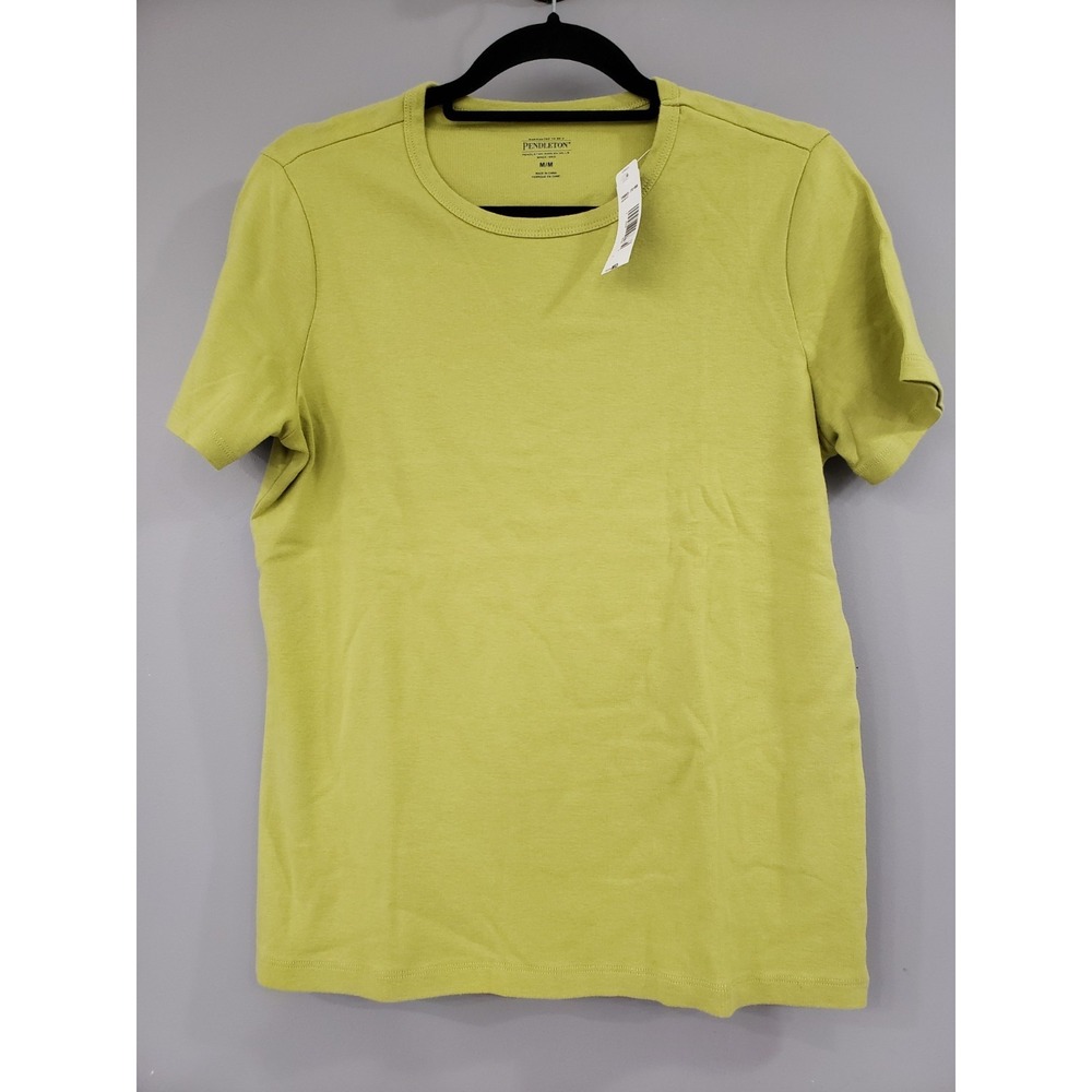 NEW GREEN Pendleton Women's 100% COTTON Short Sleeve Tshirt Classic Basic Solid